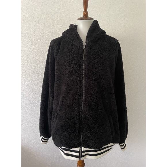 Torrid Jacket Faux Fur Bomber Hoodie Collegiate Varsity Stripe Full Zip - Picture 1 of 8